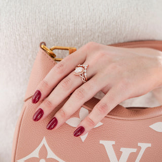 Nouveau Moissanite Engagement Ring in 14K Solid Rose Gold