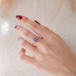 Alexandrite Engagement Ring Set- 14K Rose Gold Vermeil