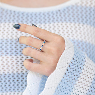 Ari Art Deco Blue Topaz & Citrine Ring- Sterling Silver