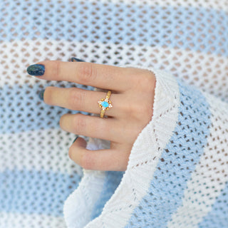 Natural Australian Opal Engagement Ring in 14K Yellow Gold Vermeil