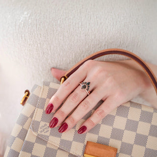Amy Rutilated Quartz & Black Onyx Ring Set in 14K Rose Gold Vermeil