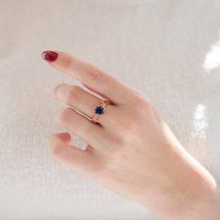 Galaxy Sandstone (Starry Night) Leaf Ring- 14K Rose Gold Vermeil