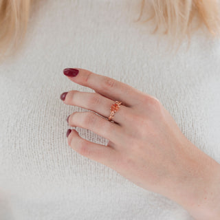 Natural Sunstone Leaf Ring in 14K Rose Gold Vermeil