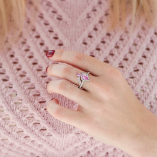 Amy Pink Sapphire Engagement Ring Set in Sterling Silver