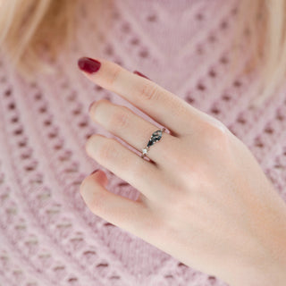 Rutilated Quartz & Black Onyx Ring in Sterling Silver