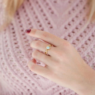 Entwined Fire Opal Engagement Ring in 14K Yellow Gold Vermeil