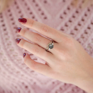 Galaxy Raw Salt & Pepper Diamond (Herkimer Diamond) Ring Set in Sterling Silver