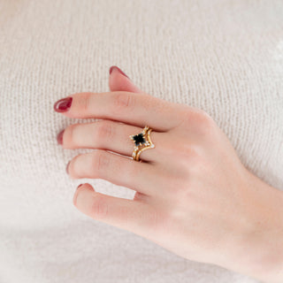 Black Onyx Ring Set in 14K Yellow Gold Vermeil