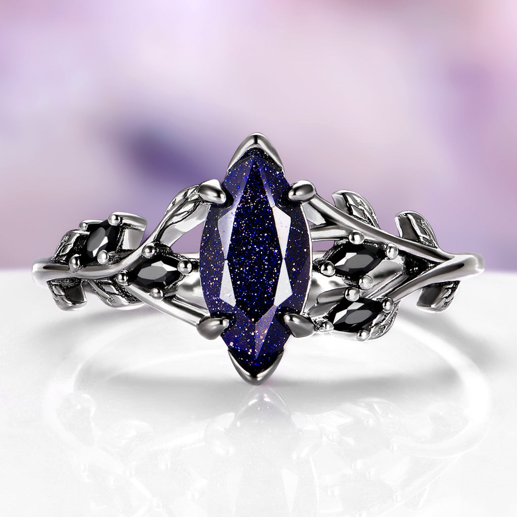 Galaxy Blue Sandstone Ring | Dark Fantasy Fairy Ring – Aquamarise