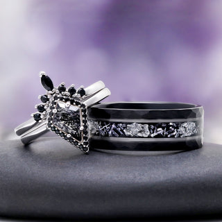 Starry Night™ & Meteorite Men's Wedding Band in Black Tungsten Carbide (8mm)