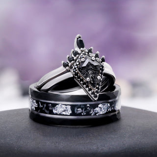 Starry Night™ & Meteorite Men's Wedding Band in Black Tungsten Carbide (8mm)
