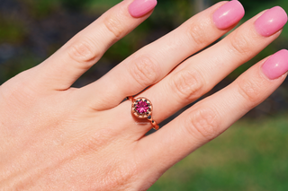 Vintage Ruby Ring in 14K Rose Gold Vermeil