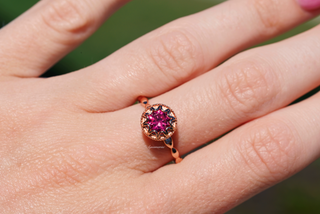Vintage Ruby Ring in 14K Rose Gold Vermeil