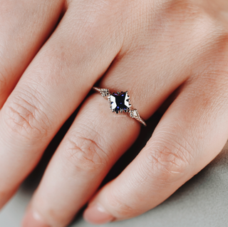 Princess Cut Blue Sapphire Engagement Ring- 925 Sterling Silver