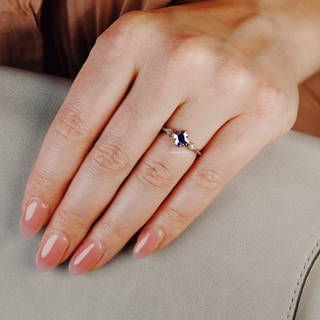 Princess Cut Blue Sapphire Engagement Ring- 925 Sterling Silver