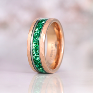 Crushed Emerald Wedding Band in Two-Tone Tungsten Carbide (8mm)