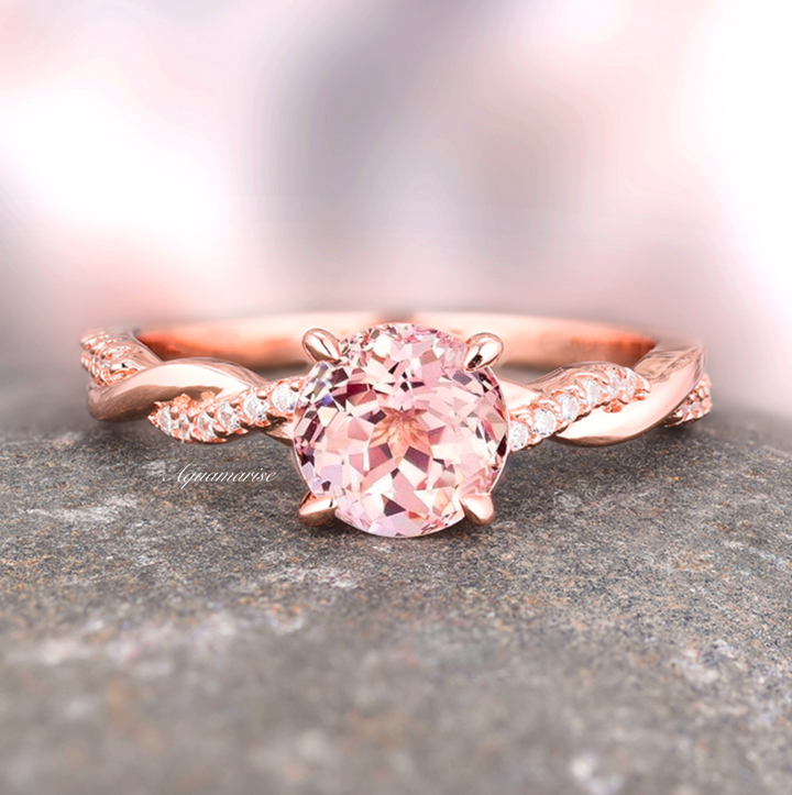 Sophia Twisted Vine Morganite Ring- 14K Solid Rose Gold