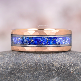 Lapis Lazuli Wedding Band in Two-Tone Tungsten Carbide (8mm)