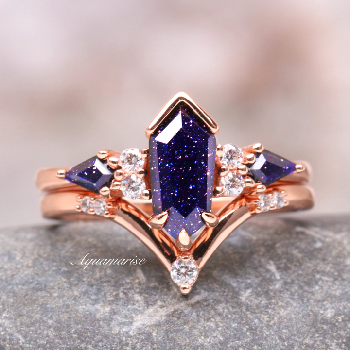 Starry Night Coffin Kite Ring Set- 14K Solid Rose Gold