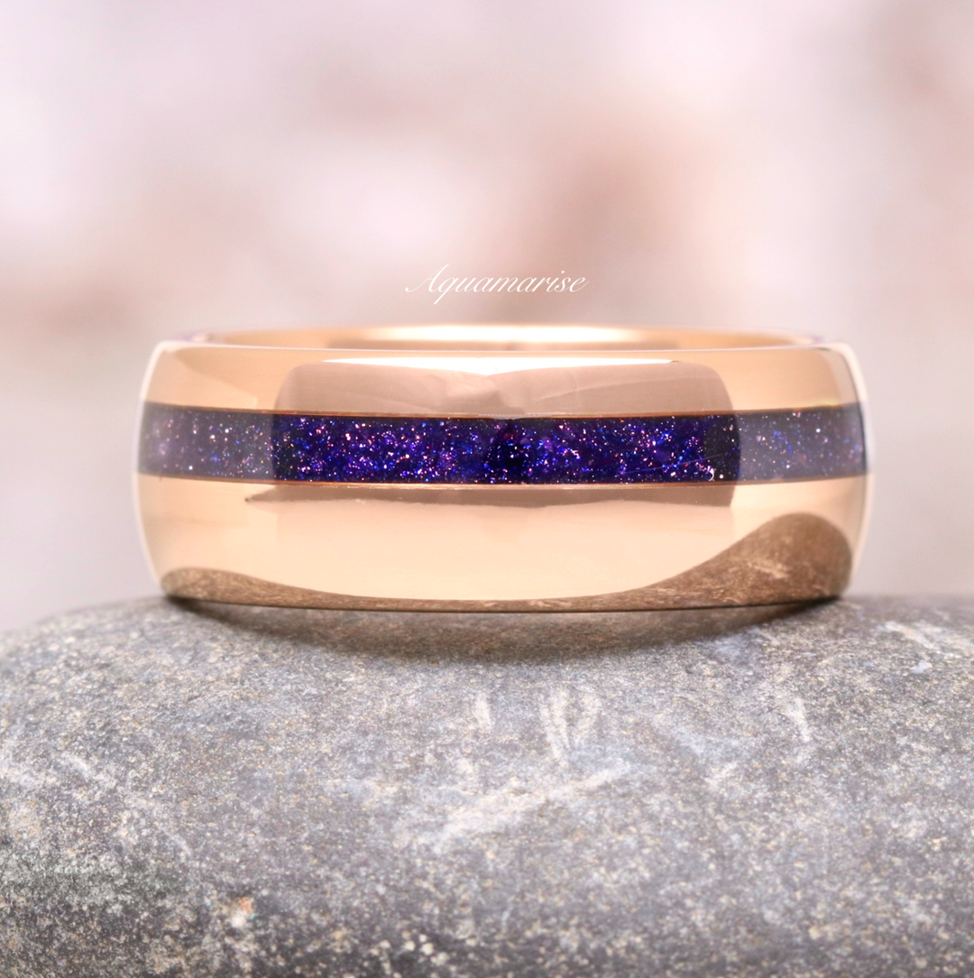 Starry Night Wedding Band- Rose Gold Tungsten