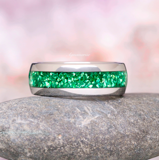 Emerald Leaf Couples Ring Set
