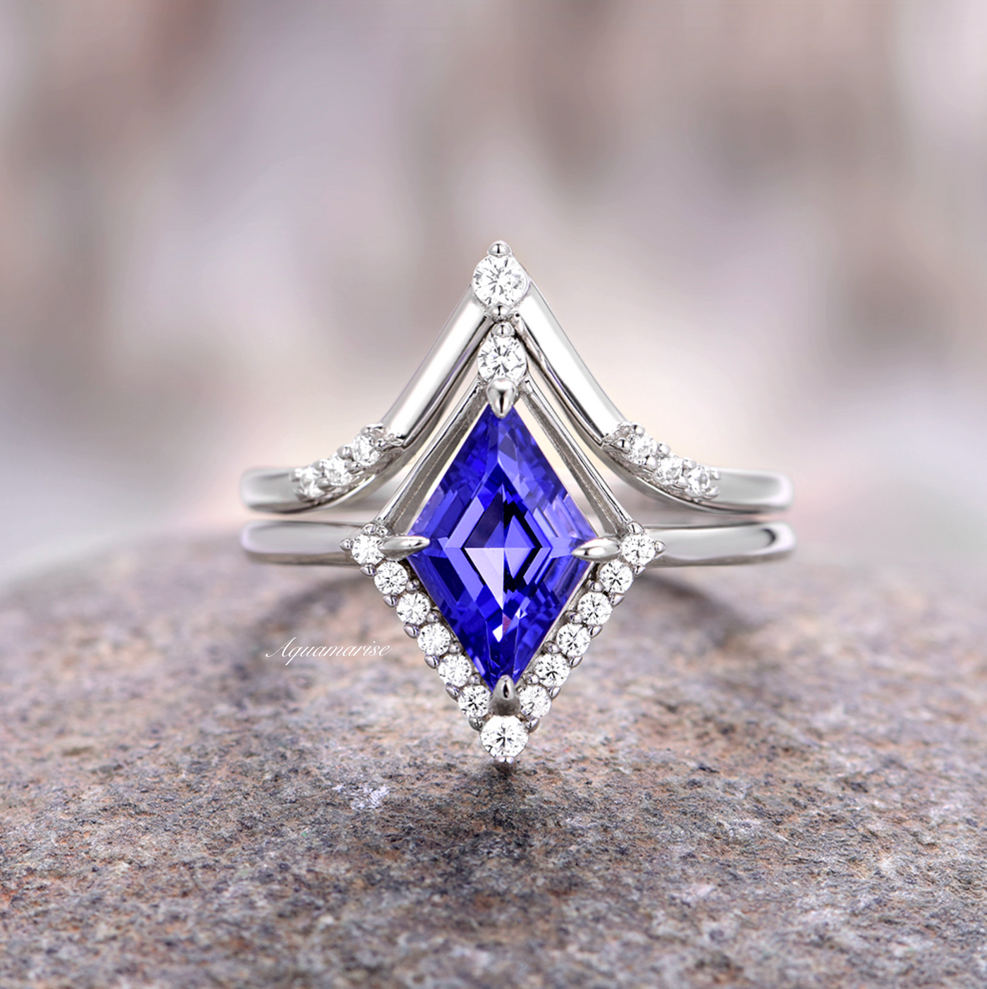 Kite Tanzanite Ring- 925 Sterling Silver Unique Engagement Ring For Women- Purple Promise Ring- December Birthstone Anniversary Gift For Her