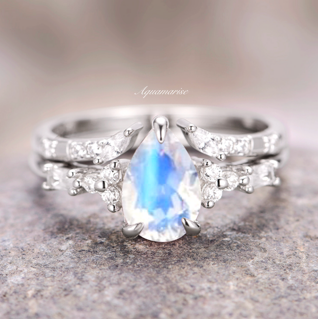 Simple Moonstone Wedding Sets Moonstone Engagement Ring Rose Gold