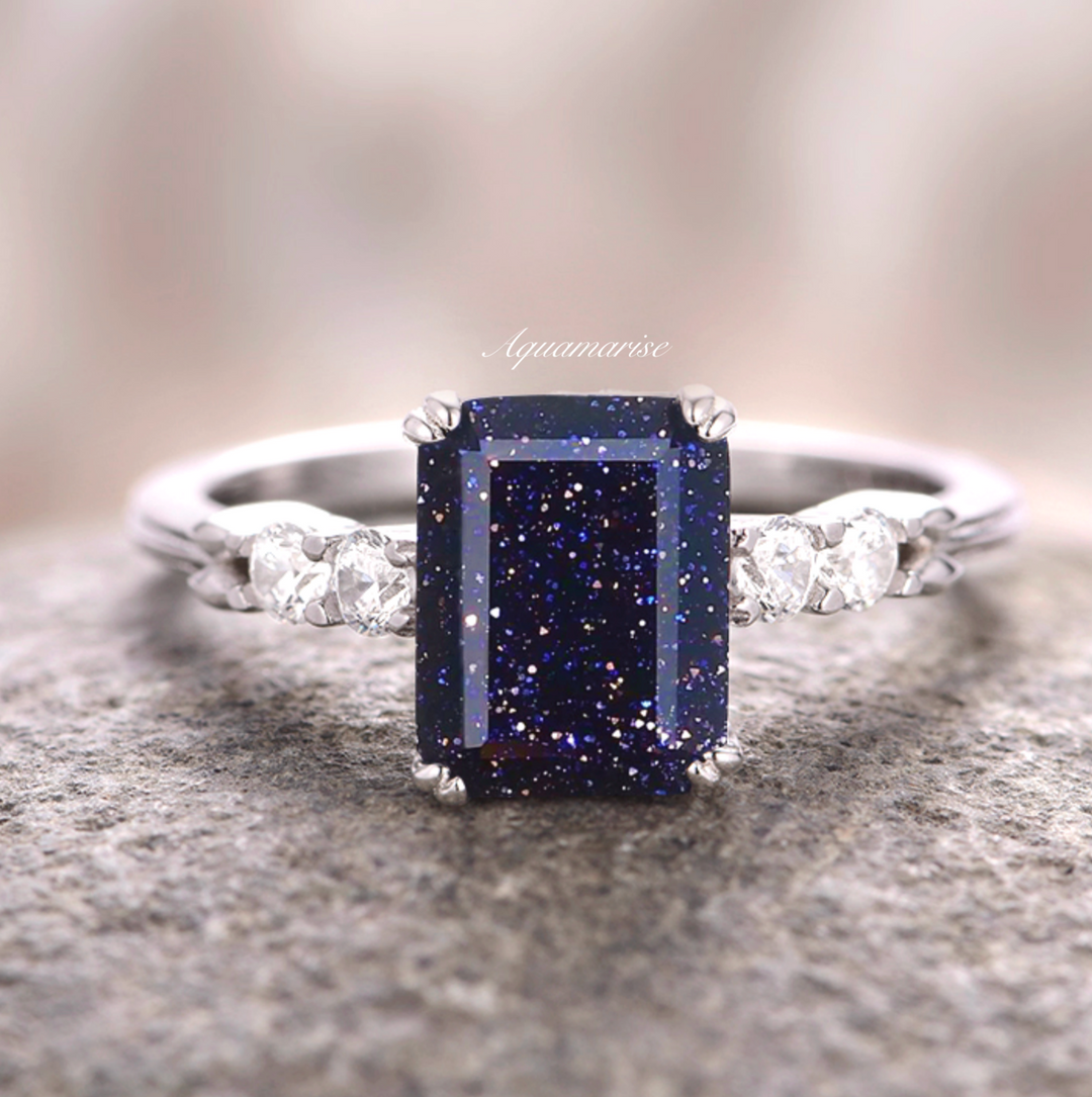 Starry Night Engagement Ring- 14K White Gold