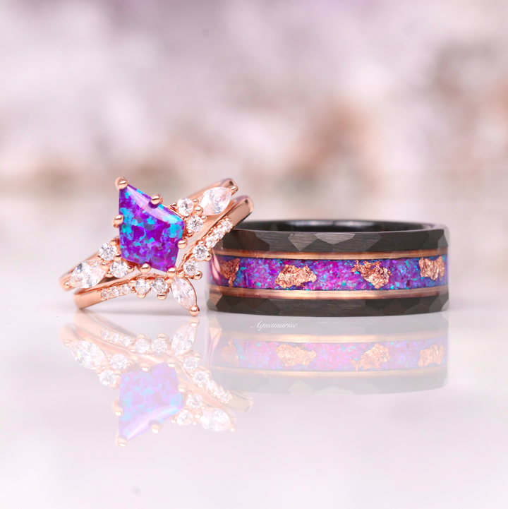 Skye Kite™  Lavender Fire Opal Ring Set- 14K Rose Gold Vermeil