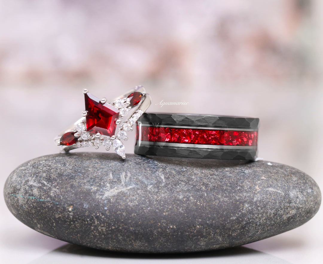 Skye Kite Natural Red Garnet Couples Ring Aquamarise