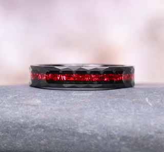 Crushed Red Garnet Couples Ring Set