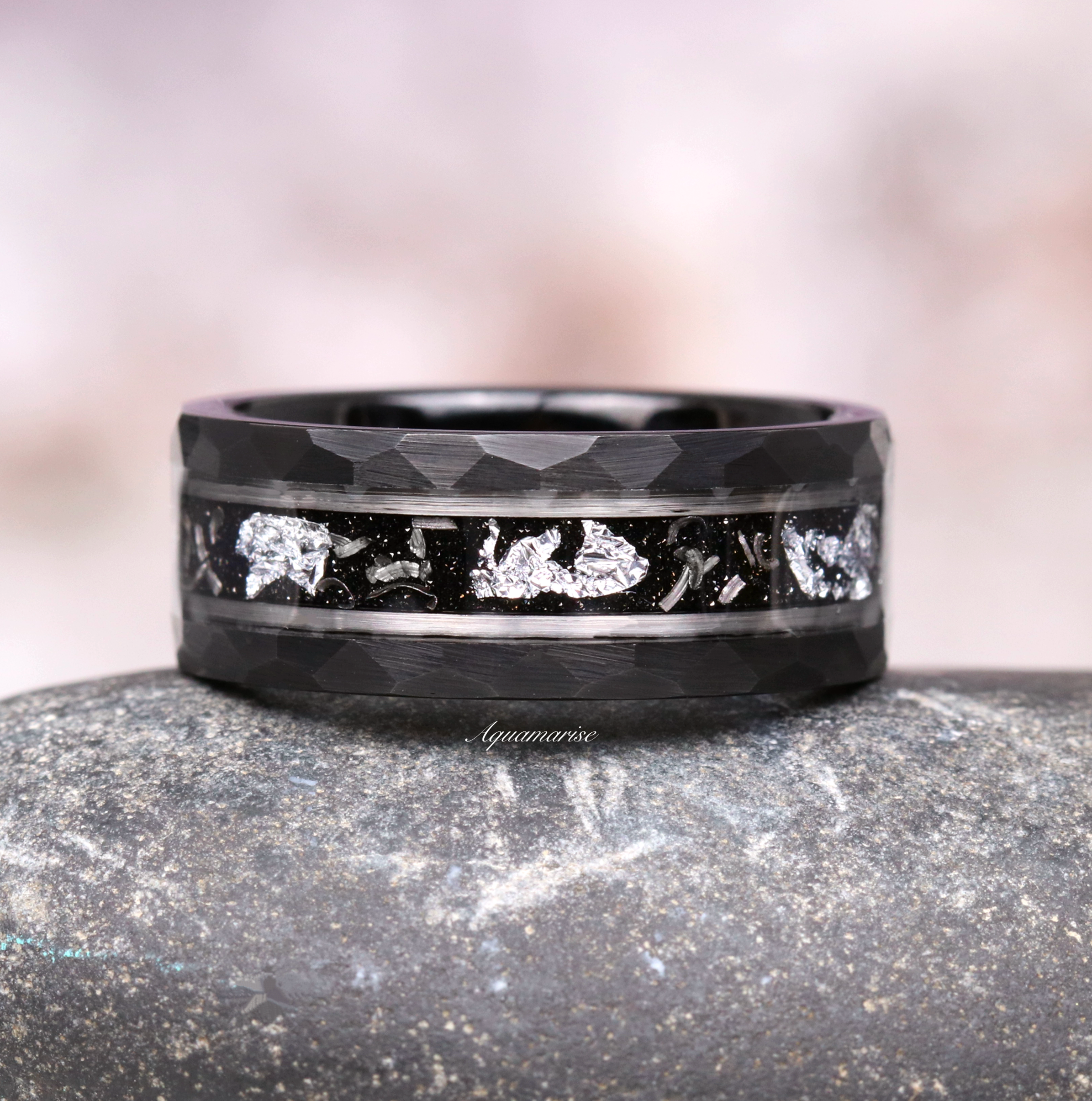 Black Onyx Meteorite Couples Ring Set – Aquamarise