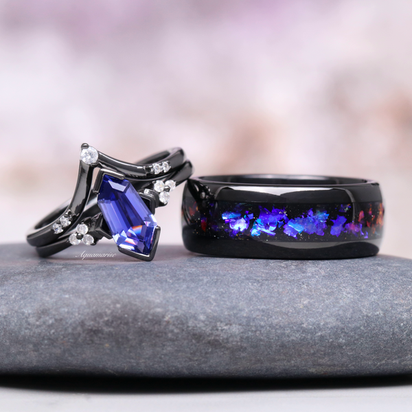 Orion Nebula™ & Tanzanite Couples Ring Set – Aquamarise