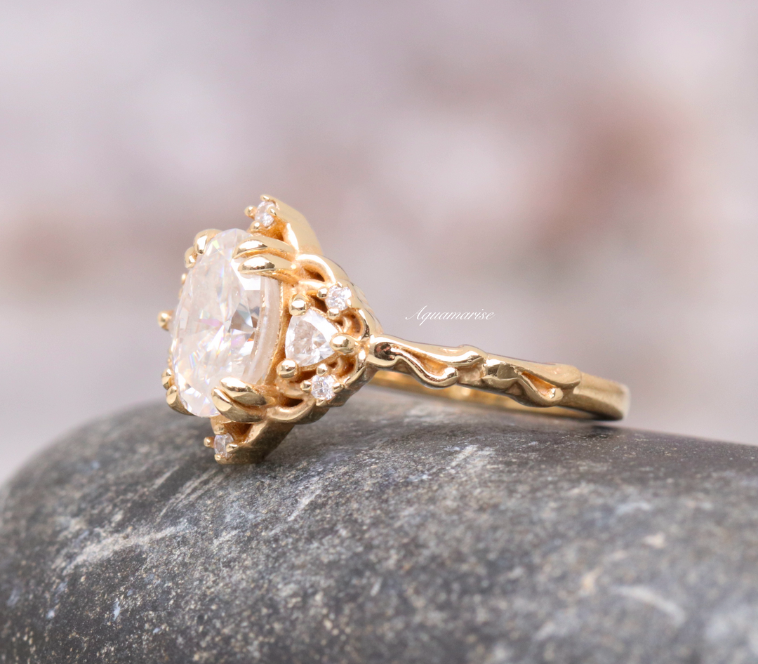 Esme Moissanite/ Diamond Engagement Ring- 14K Solid Yellow Gold