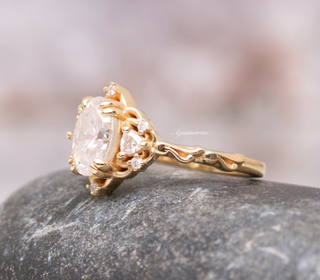 Esme Oval Cut Moissanite Engagement Ring in 14K Solid Yellow Gold