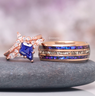 Skye Kite® Orion Nebula™ & Cornflower Sapphire Couples Ring Set