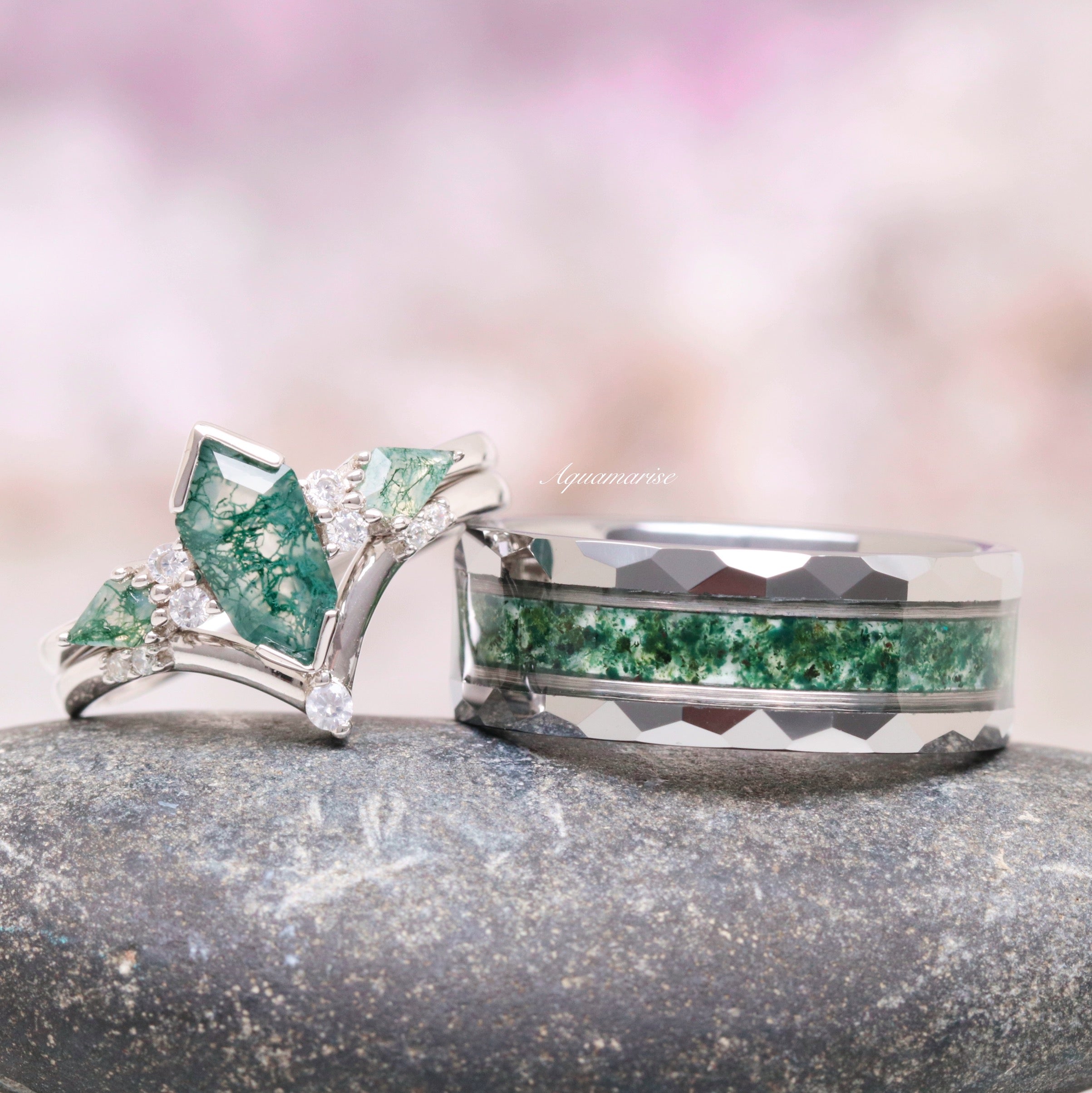 Green factory dream agate rings