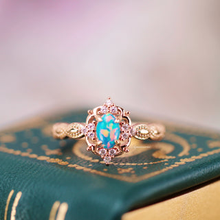 Blue Fire Opal & Guitar String Couples Ring Set