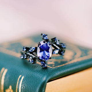Cornflower Sapphire & Orion Nebula™ Couples Ring Set