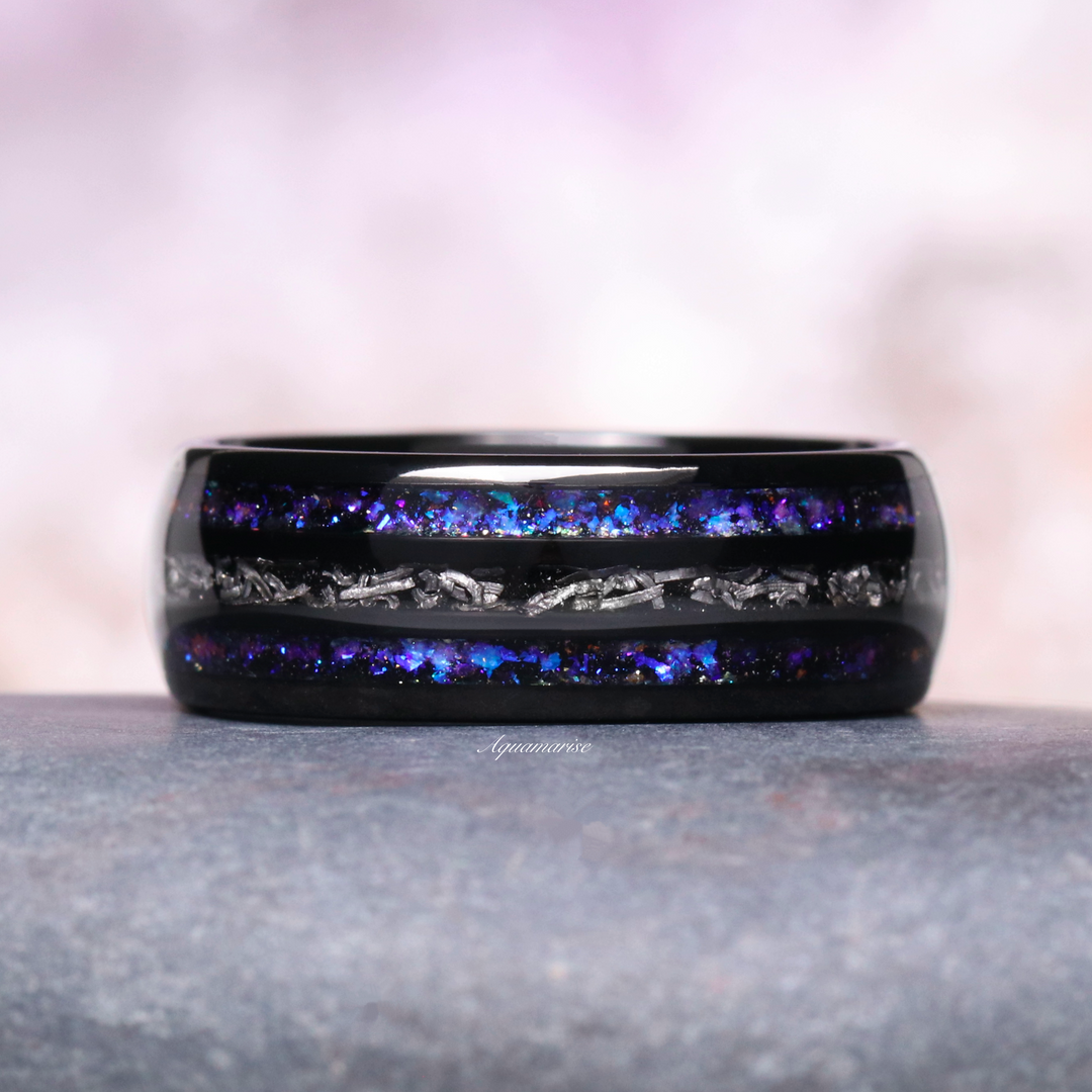 Orion Nebula™ & Meteorite Wedding Band- 8MM Black Tungsten