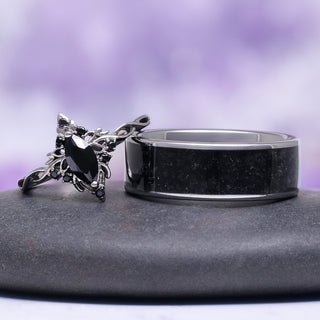 Shadow Queen Black Onyx Couples Ring Set