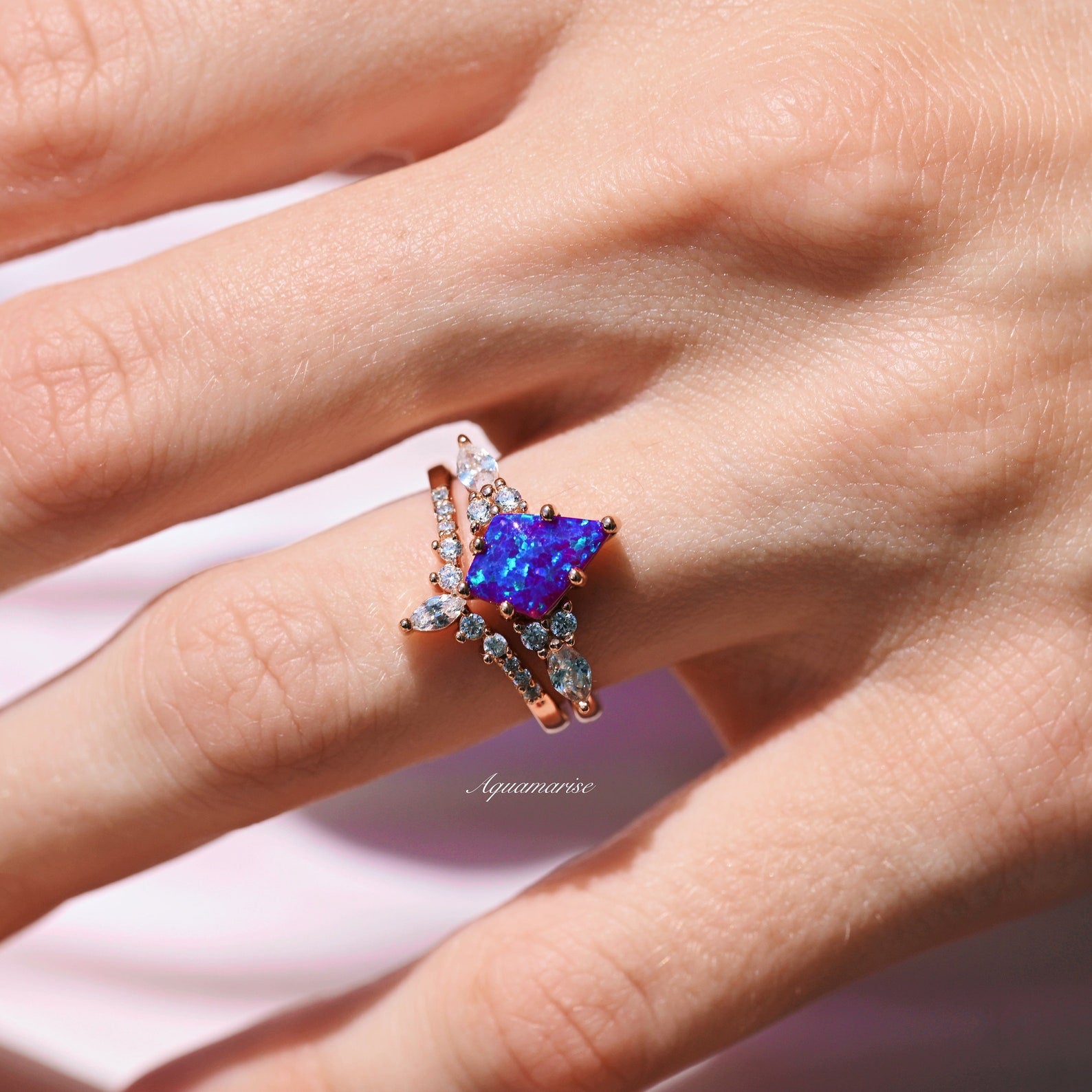 Skye Kite® Lavender Fire Opal Ring Set in 14K Rose Gold Vermeil