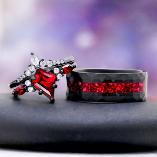 Skye Kite® Natural Red Garnet Couples Ring Set