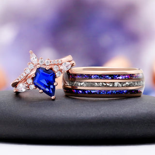 Skye Kite® Orion Nebula™ & Cornflower Sapphire Couples Ring Set