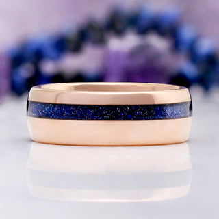 Rose Gold Coffin Cut Galaxy Sandstone Starry Night Couples Ring Set