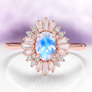Victoria Moonstone Engagement Ring in Solid 14K Rose Gold