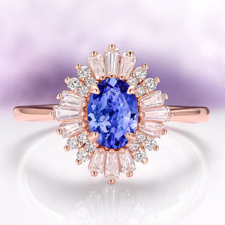 Victoria Tanzanite Engagement Ring in Solid 14K Rose Gold