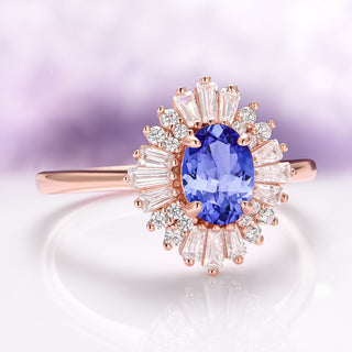 Victoria Tanzanite Engagement Ring in Solid 14K Rose Gold