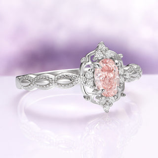 Vintage Morganite engagement Ring in Sterling Silver side profile