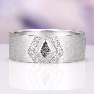 Kite Cut Natural Herkimer Diamond Men's Wedding Band in Sterling Silver (8mm)